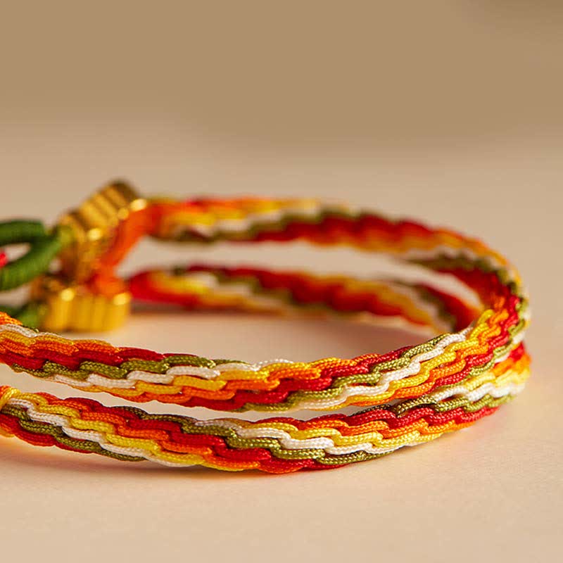 KarmaRipple's Persimmon Red Agate Strength Reincarnation Weave Braid String Bracelet p14