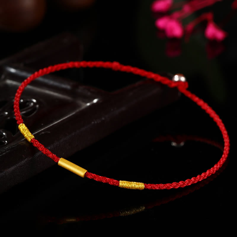 KarmaRipple's 999 Gold Bead Handmade Four Thread Wishful Knots Woven Protection Bracelet p7