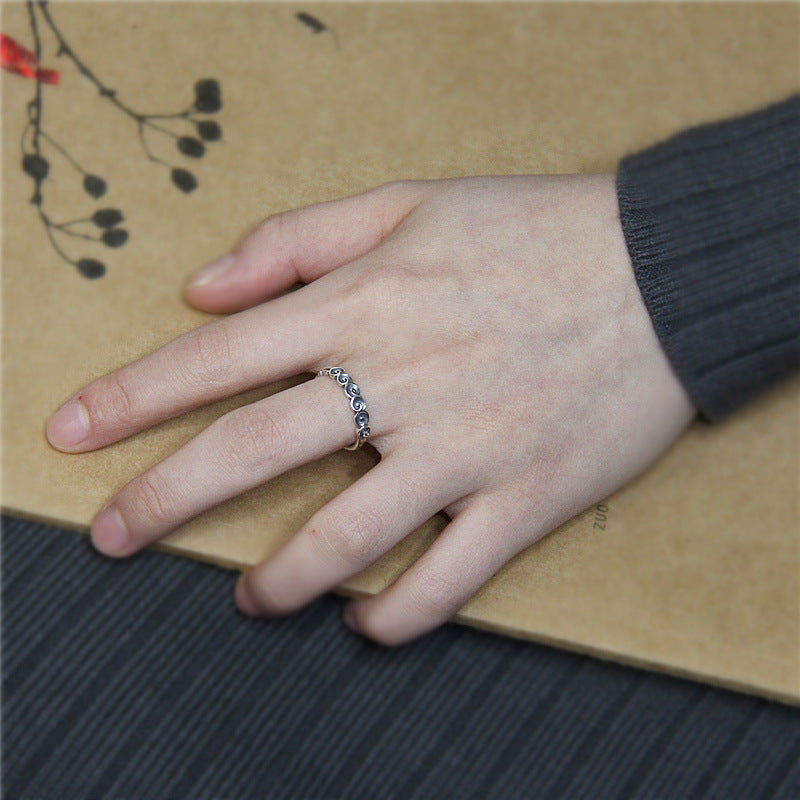 KarmaRipple's 925 Sterling Silver Auspicious Clouds Engraved Ring p6