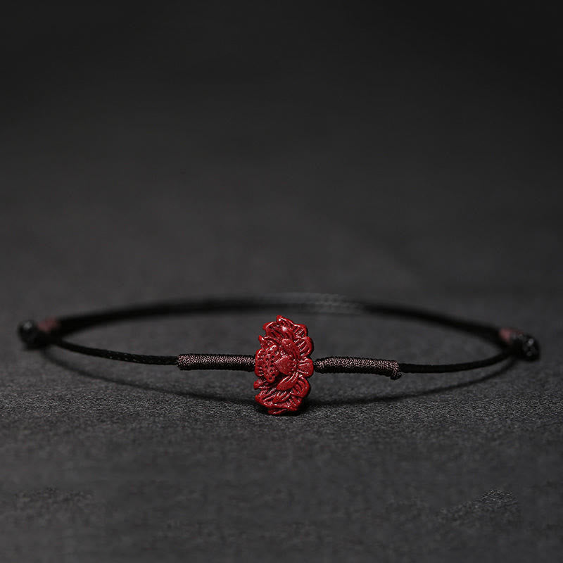 KarmaRipple's Handmade Plum Blossom Four Leaf Clover PiXiu Lotus Koi Fish Cinnabar Blessing Braid Bracelet p42