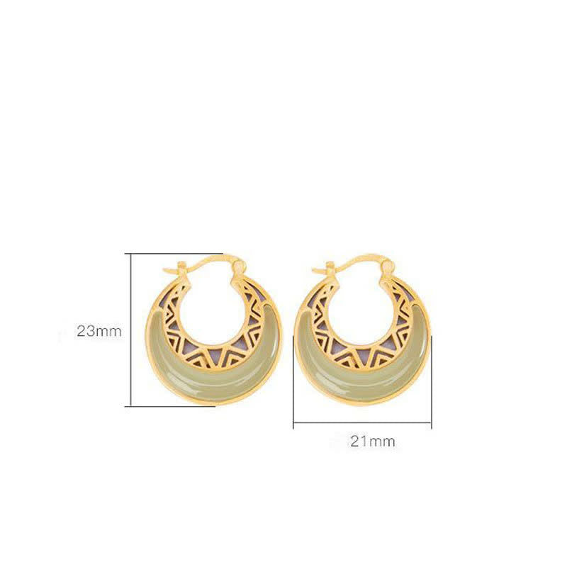 KarmaRipple's Crescent Moon Jade Prosperity Drop Earrings p9