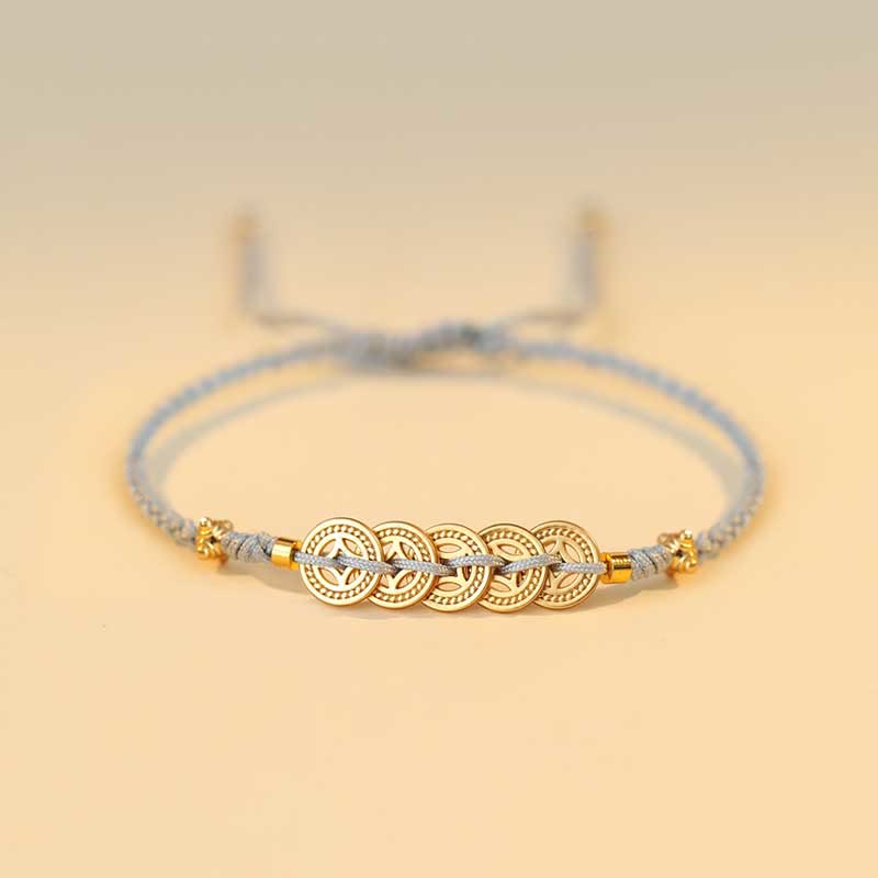 KarmaRipple's Bronze Coin Fortune Tree Fortune Strength Woven Bracelet p25