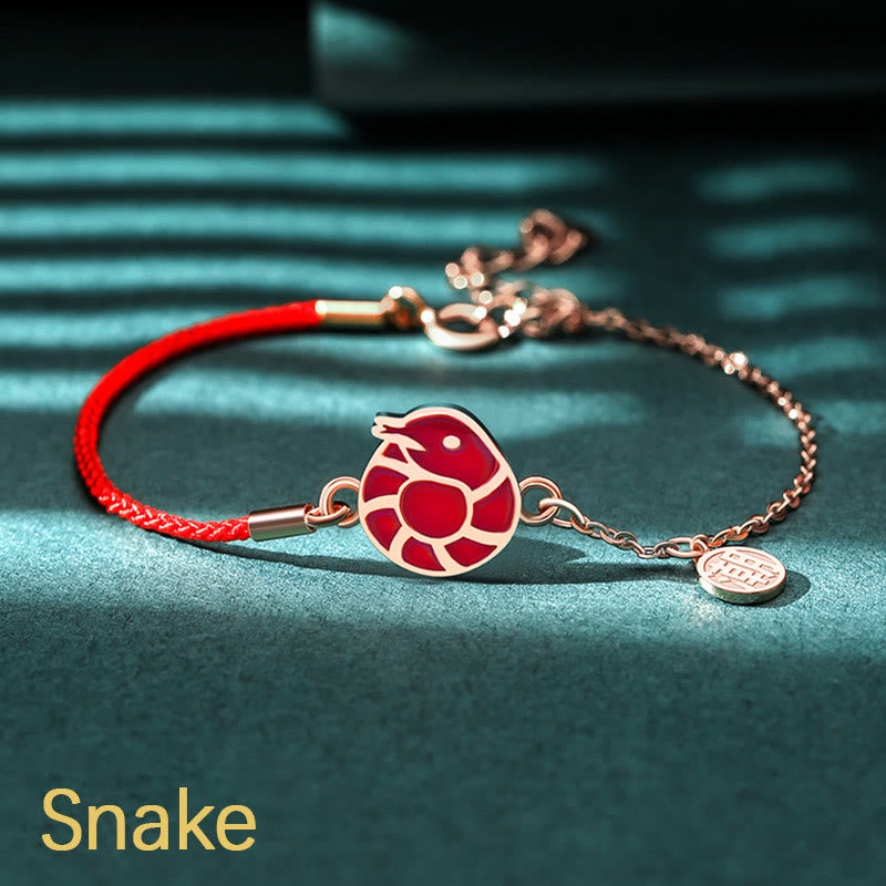 KarmaRipple's 925 Sterling Silver Color-changing Chinese Zodiac Fortune Protection Red String Chain Bracelet p39