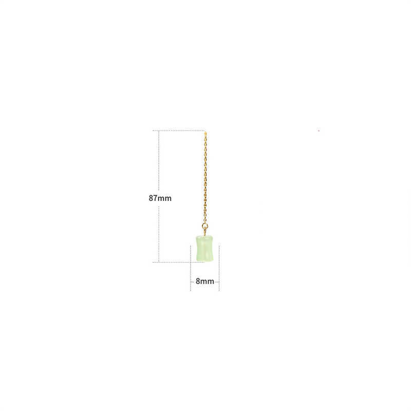 KarmaRipple's Jade Bamboo Pattern Fortune Drop Earrings p7
