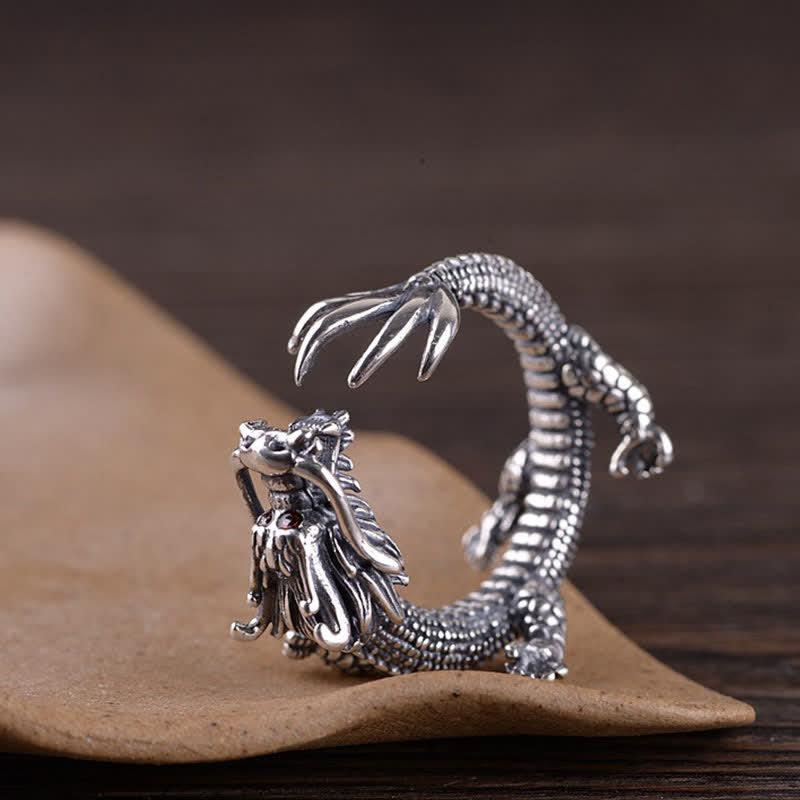 KarmaRipple's 925 Sterling Silver Dragon Fortune Protection Ring p7