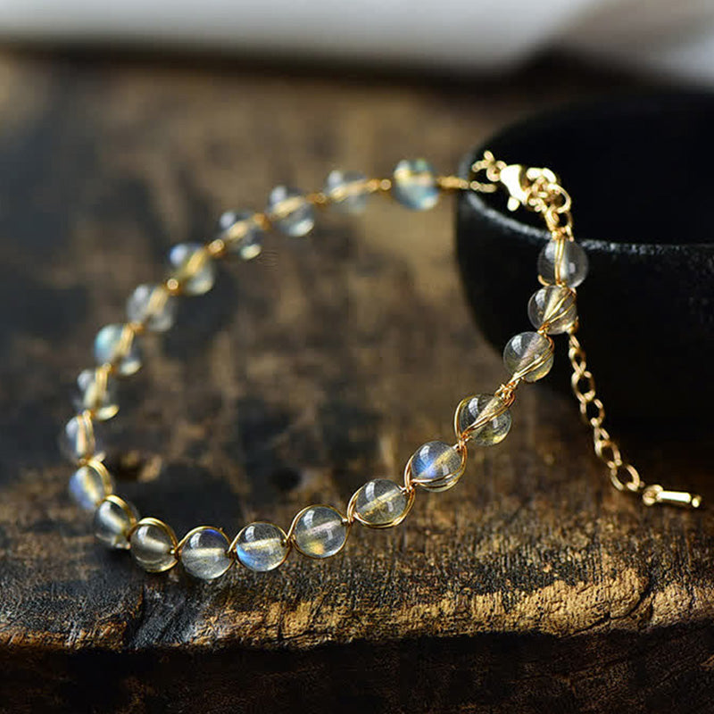 KarmaRipple's Authentic Moonstone 14K Gold Balancing Positive Bracelet p7