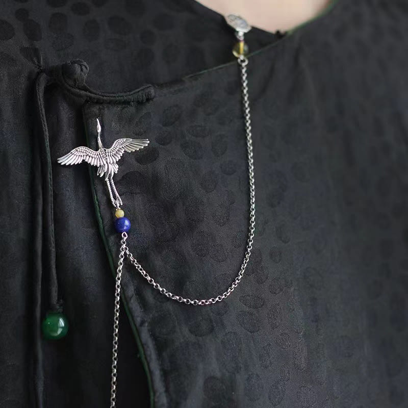 KarmaRipple's Vintage Crane Happiness Bronze Brooch p1
