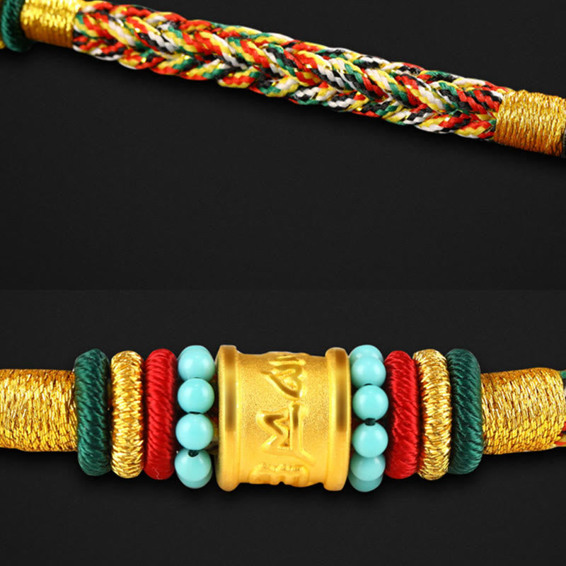 KarmaRipple's Tibet 999 Gold Om Mani Padme Hum Handmade Eight Thread Peace Weave Fortune Bracelet p12
