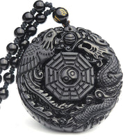 KarmaRipple's Bagua Dragon Phoenix Obsidian Fulfilment Necklace Pendant