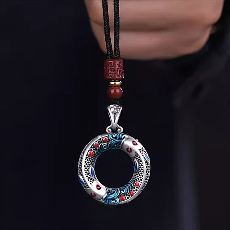 KarmaRipple's Koi Fish Peace Buckle Bronze Wealth Fortune Pendant Necklace p13