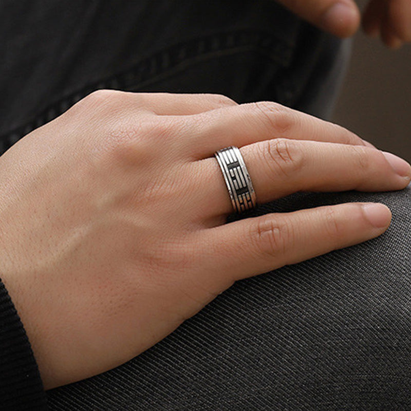 KarmaRipple's Bagua Yin Yang Titanium Steel Balance Rotatable Ring p4