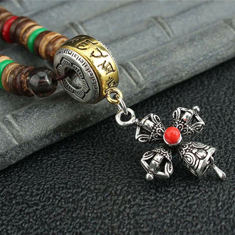 KarmaRipple's Tibetan Om Mani Padme Hum Prayer Wheel Rotation Vajra Wood Pendant Necklace p30