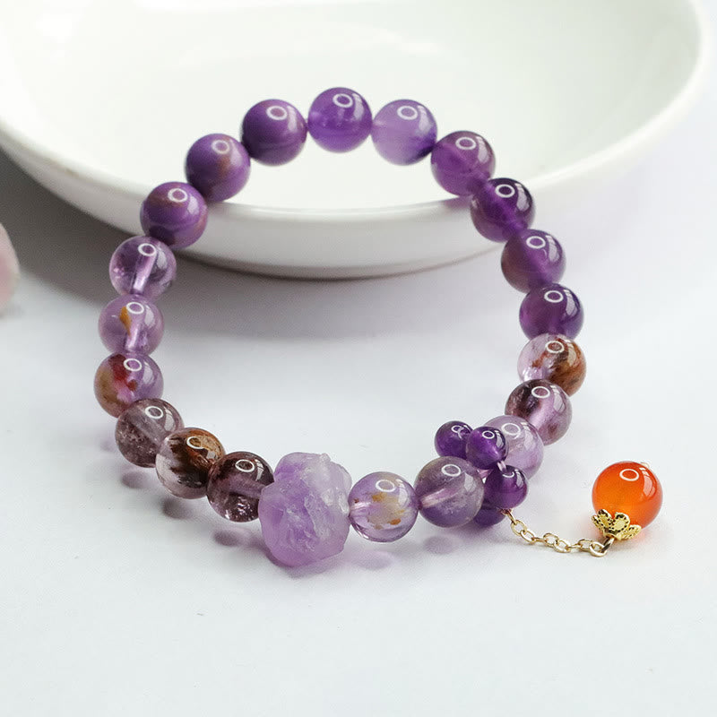 KarmaRipple's Authentic Amethyst Purple Phantom Gemstone Spiritual Awareness Bracelet p1