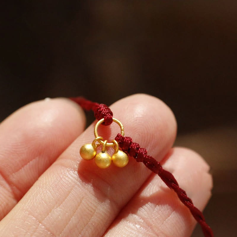 KarmaRipple's 925 Sterling Silver Gold Plated Fortune Red String Bracelet p10