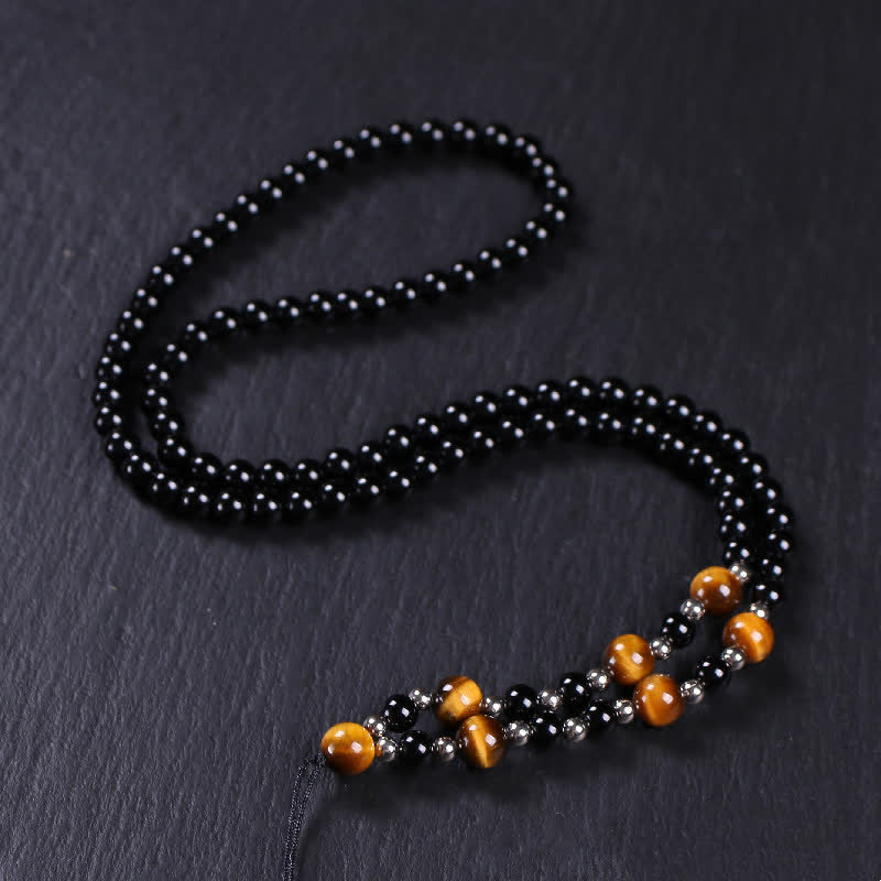 KarmaRipple's Bagua Yin Yang Black Obsidian Purification Beaded Pendant Necklace p7