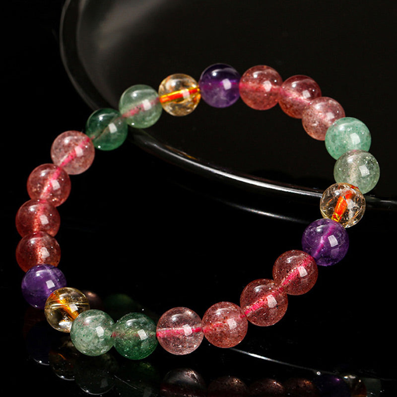 KarmaRipple's Authentic Multicolored Strawberry Quartz Love Balancing Beaded Bracelet p6
