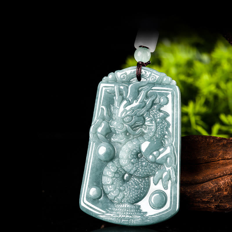 KarmaRipple's Year Of The Dragon Chinese Zodiac Dragon Travels The World Jade Strength Pendant Necklace p2