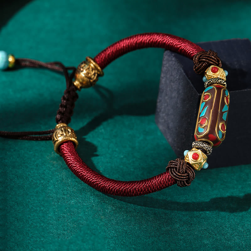 KarmaRipple's Handmade Tibetan Turquoise Om Mani Padme Hum Strength Woven Bracelet p20