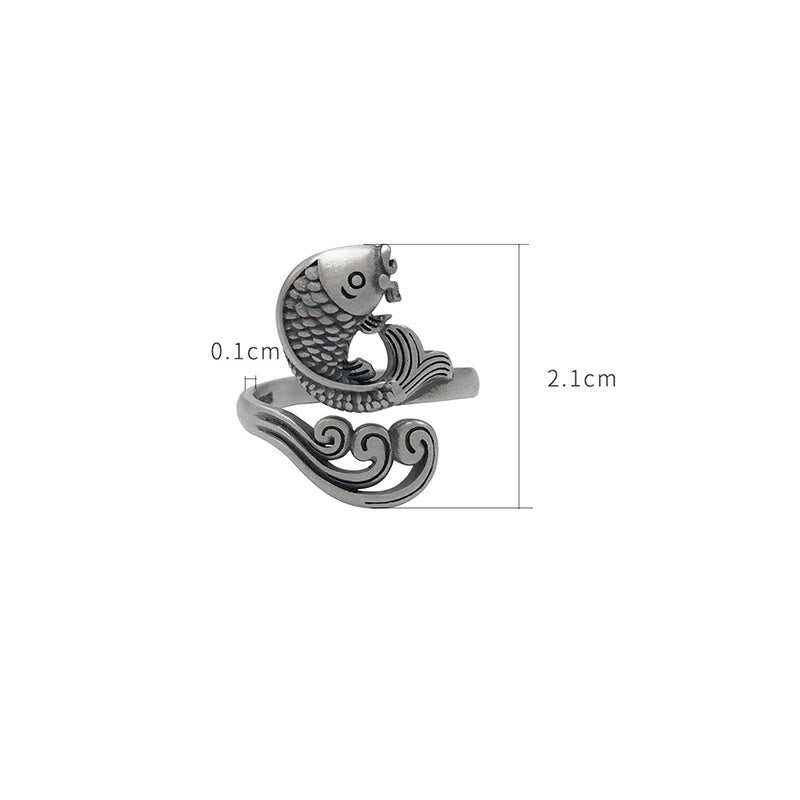 KarmaRipple's 925 Sterling Silver Koi Fish Water Ripple Fortune Wealth Ring p16