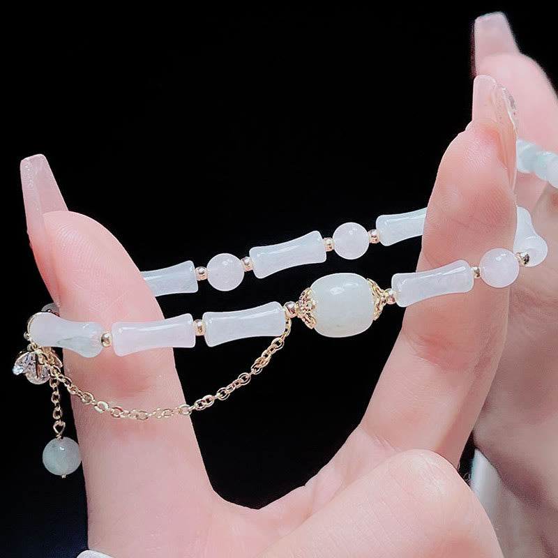 KarmaRipple's Tianshan Ivory Jade Bamboo Pattern Fortune Blessing Bracelet p11