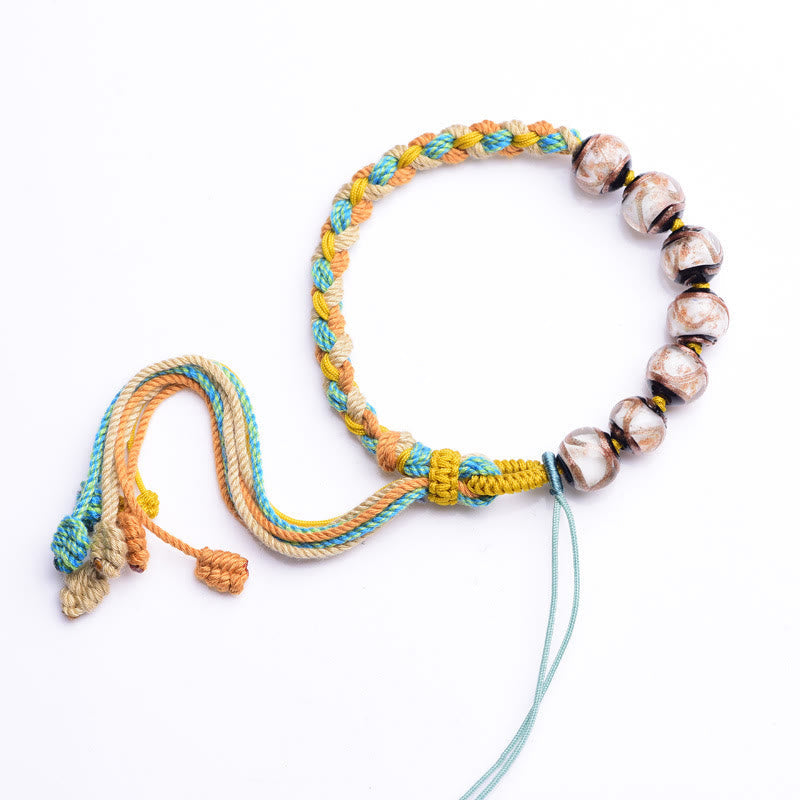 KarmaRipple's Handmade Multicolored Rope Liuli Glass Bead Fortune Woven Bracelet p7