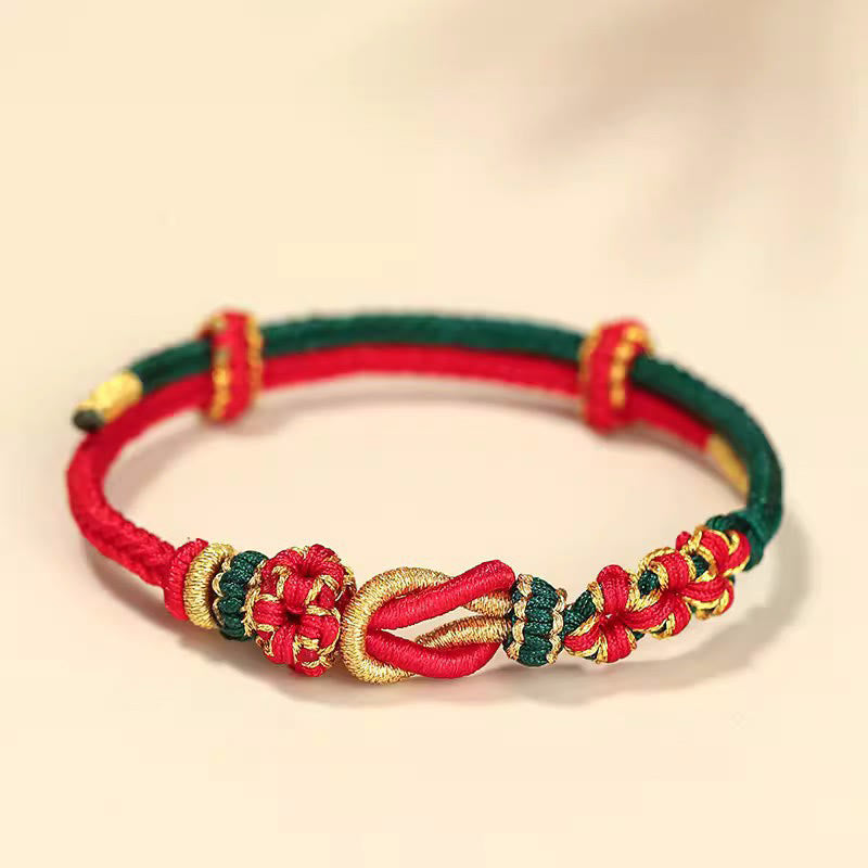 KarmaRipple's Handmade Peach Blossom Weave Eight Thread Peace Weave Fortune Protection Bracelet p4