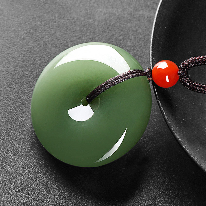 KarmaRipple's Authentic Round Jade Peace Buckle Prosperity Pendant String Necklace p9