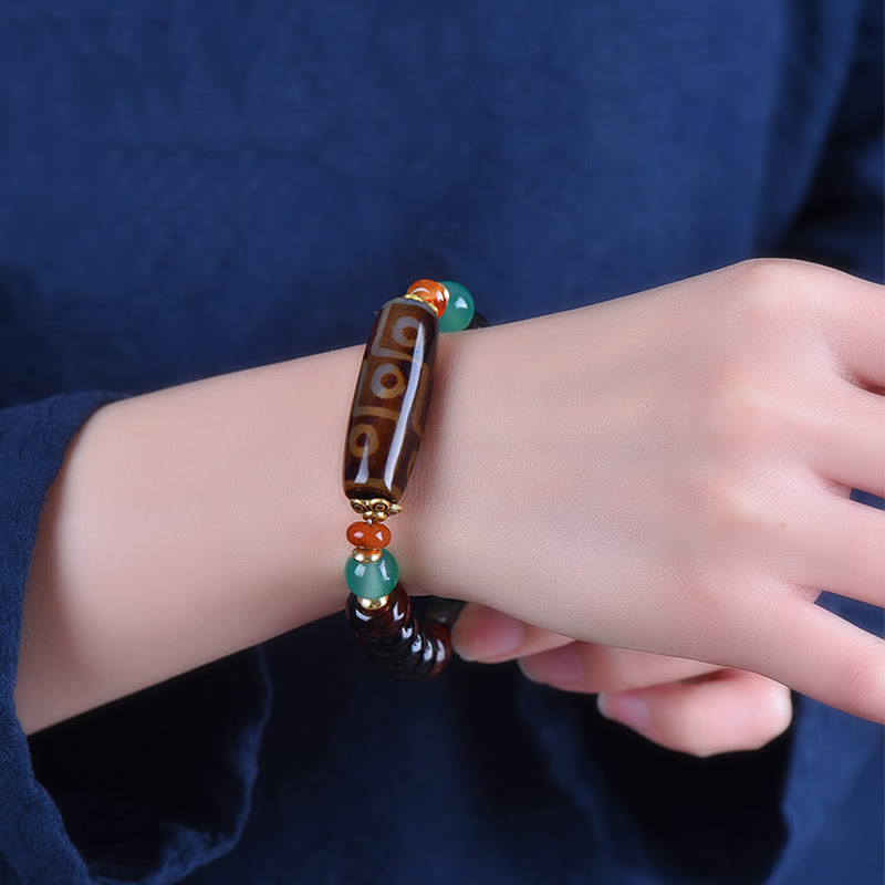 KarmaRipple's Tibetan Authentic Nine-Eye Dzi Bead Three-eyed Dzi Bead Protection Bracelet p4