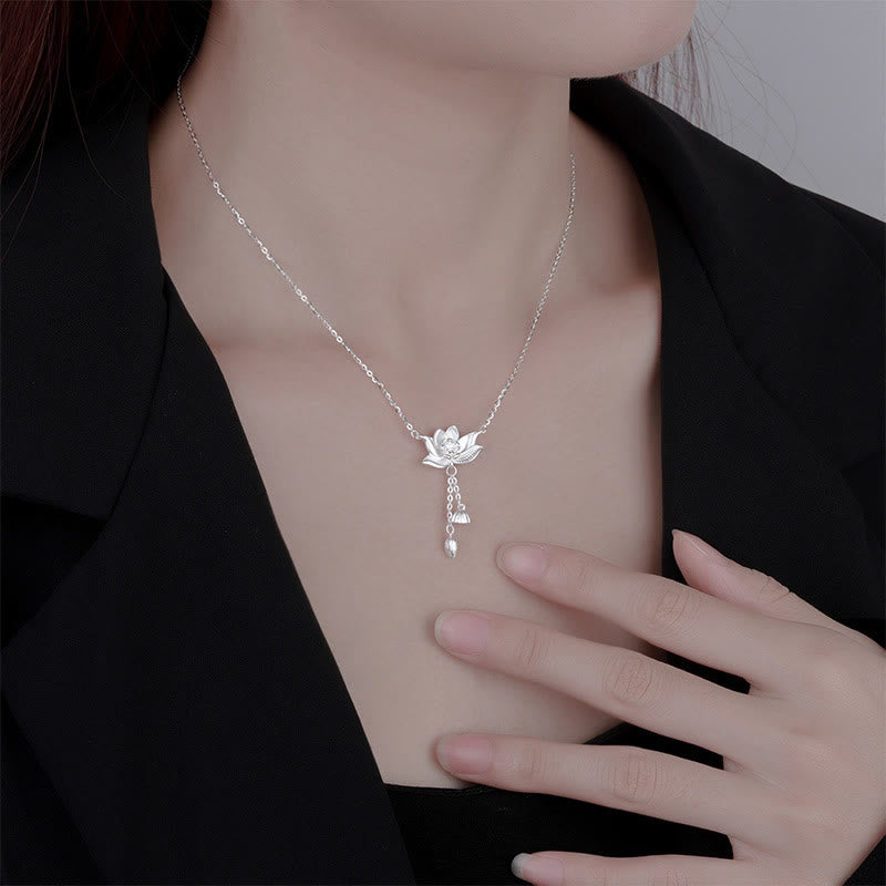 KarmaRipple's 999 Sterling Silver Lotus Flower Pod Carved Enlightenment Pendant Necklace p8