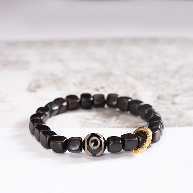 KarmaRipple's Tibetan Ebony Wood Dzi Bead Balance Calm Bracelet p6