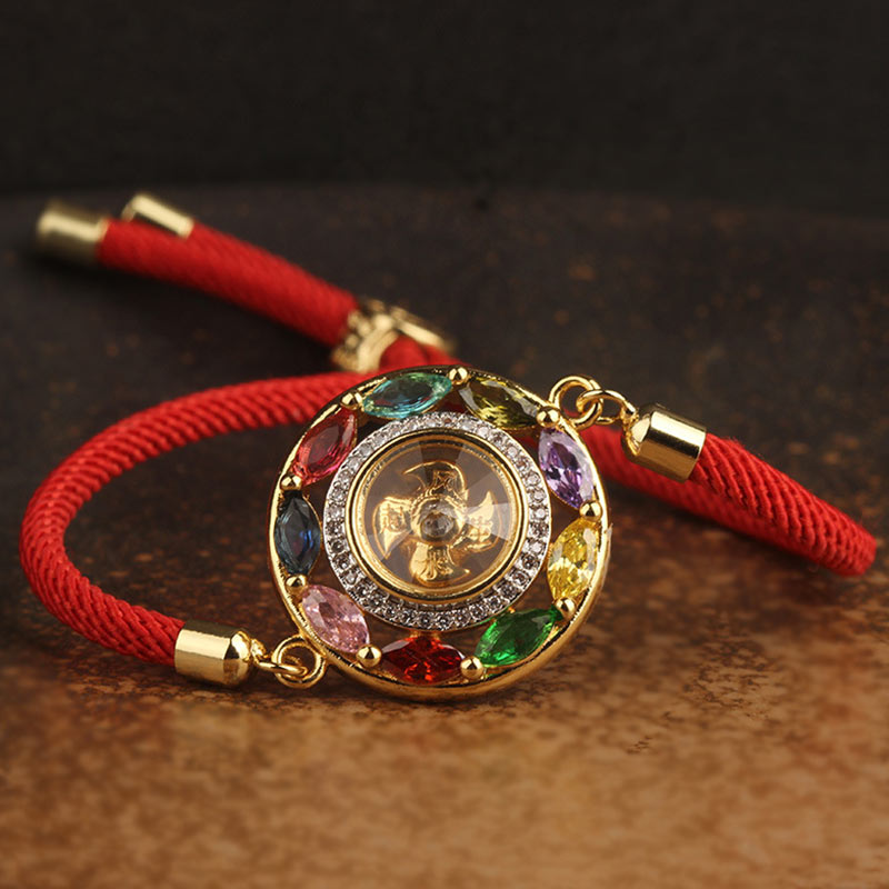 KarmaRipple's Colorful Zircon Bronze Wealth Fortune Rotation Bracelet Pendant Necklace p15