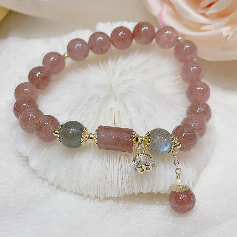 KarmaRipple's Authentic Strawberry Quartz Moonstone Love Bracelet p8