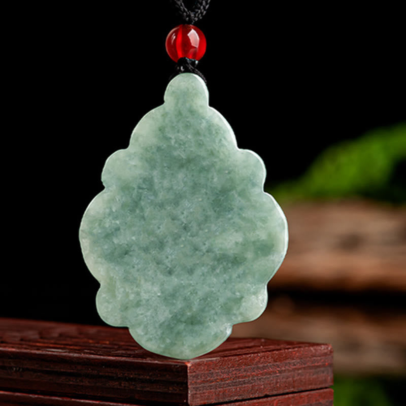 KarmaRipple's Authentic Jade Kalanchoe blossfeldiana Flower Pattern Fortune Pendant Necklace p5
