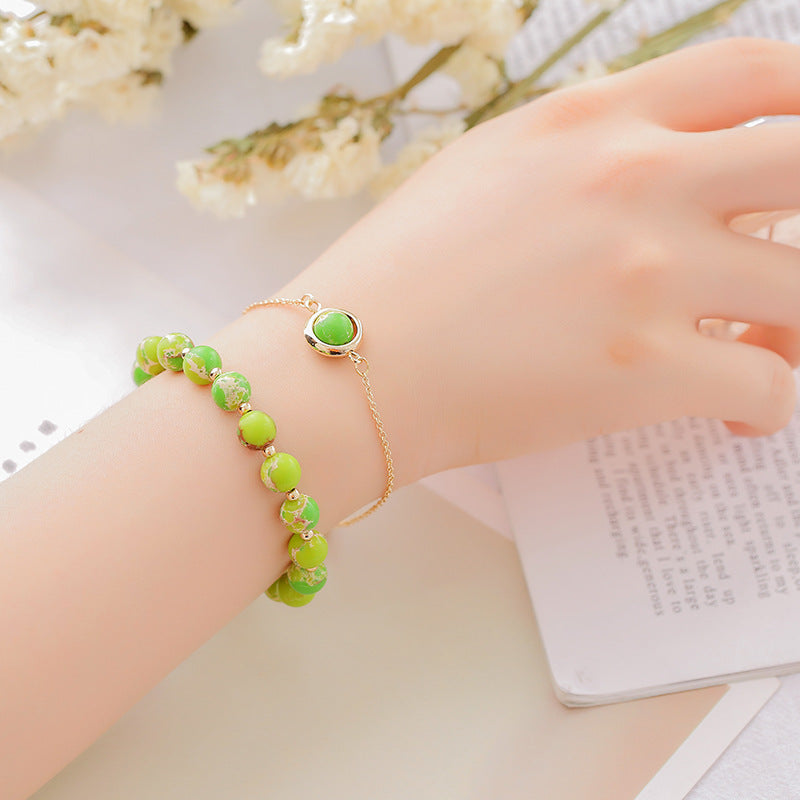 KarmaRipple's Sun Stone Strawberry Quartz Gemstone'sitive Bracelet p51