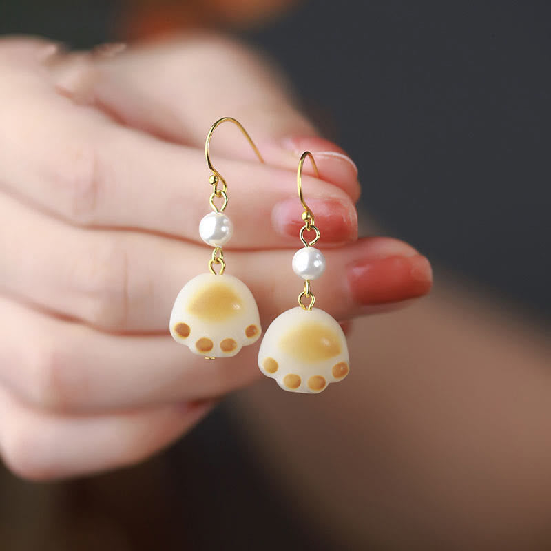 KarmaRipple's Bodhi Seed Lovely Cat Paw Claw Peace Dangle Drop Earrings p7