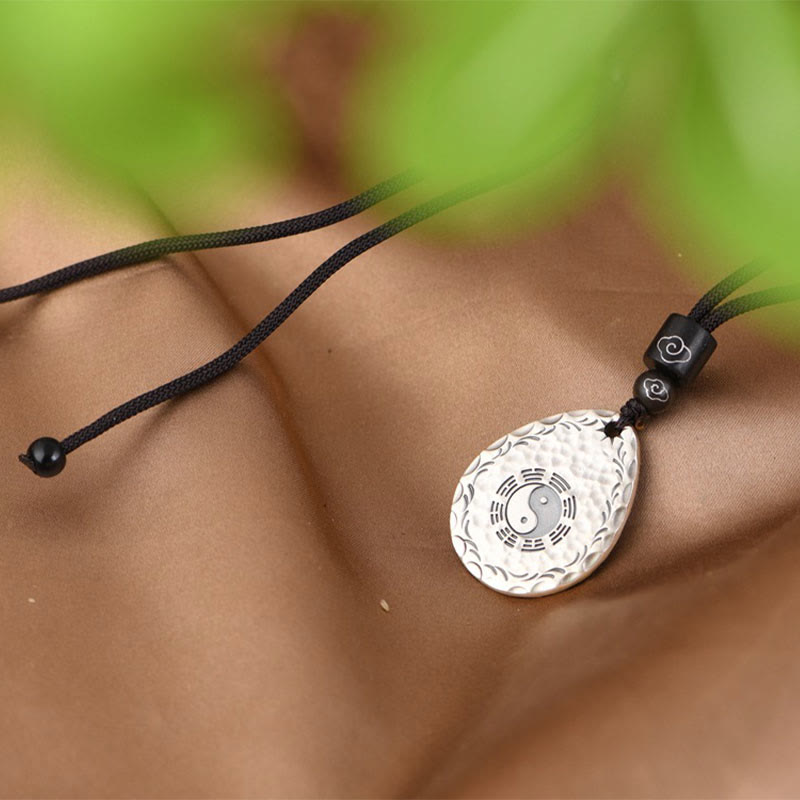KarmaRipple's Vintage 999 Sterling Silver Yin Yang Bagua Water Drop Design Balance Balance Pendant Necklace p8