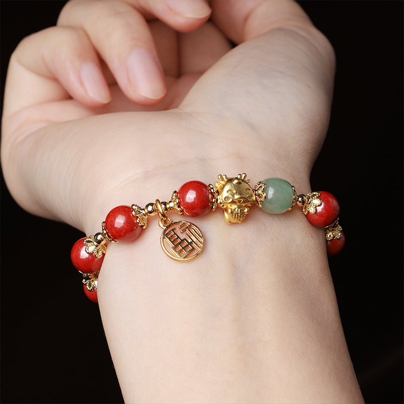 KarmaRipple's Year of the Dragon Authentic Cinnabar Fu Character Talisman Blessing Bracelet p5