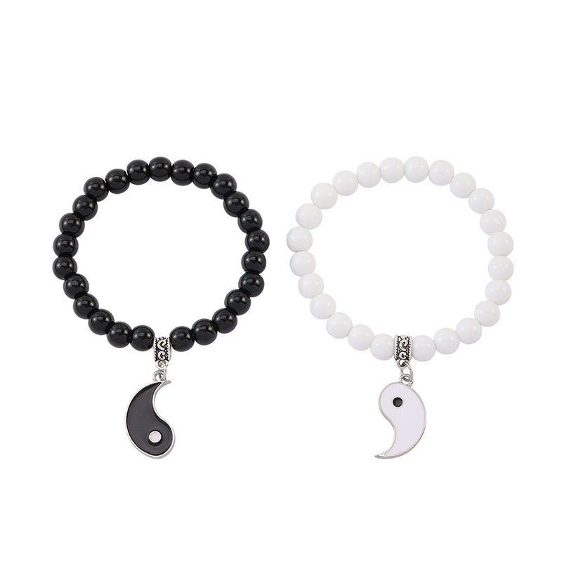 KarmaRipple's 2Pcs Black Onyx Ivory Turquoise Bead Yin Yang Protection Pair Bracelet p3