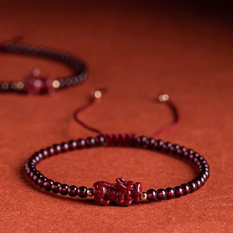 KarmaRipple's Garnet Cinnabar PiXiu Blessing Calm String Bracelet p15