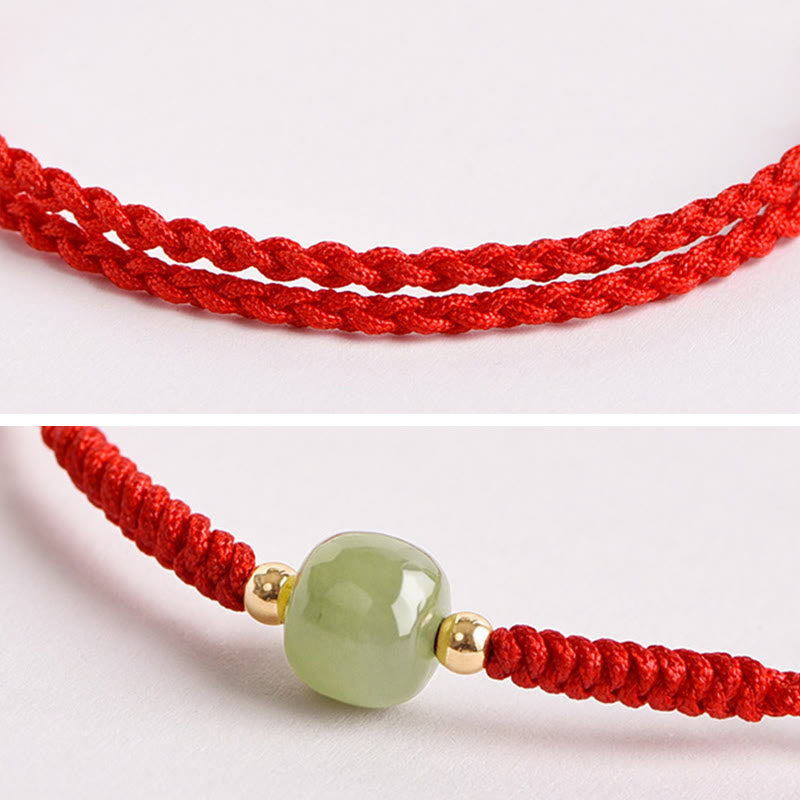 KarmaRipple's Handmade Jade Fortunate Bead Prosperity Woven Bracelet p8