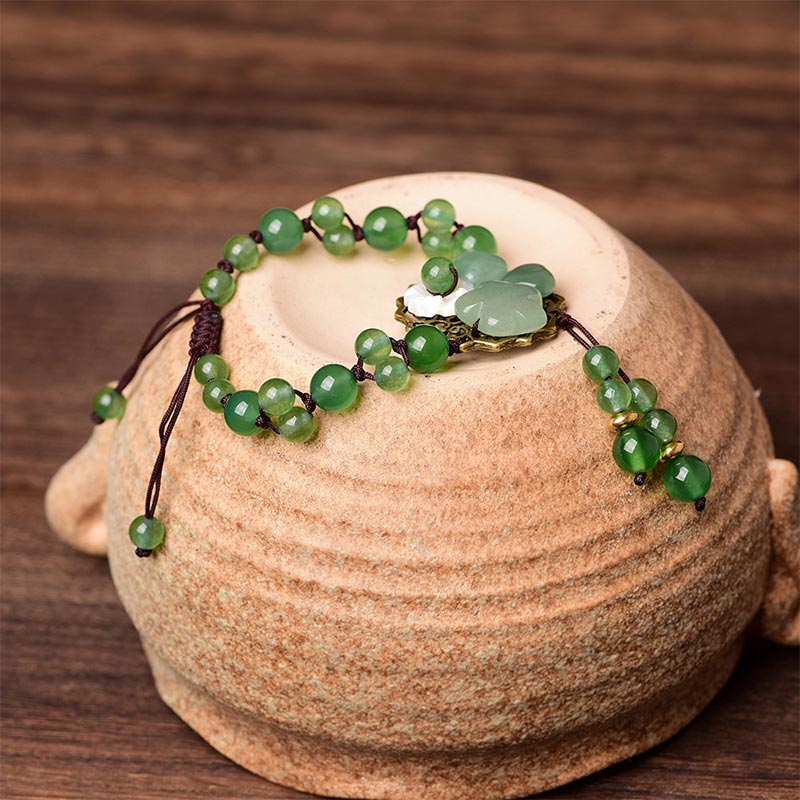 KarmaRipple's Authentic Green Jade Fortune Dangling Flower Bracelet p17