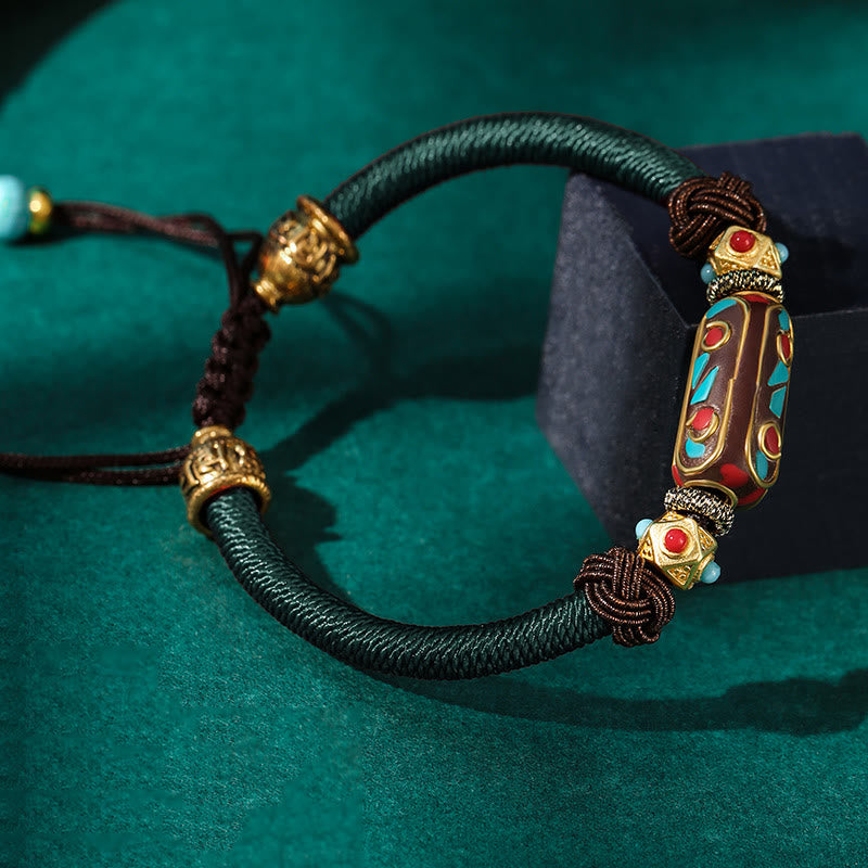 KarmaRipple's Handmade Tibetan Turquoise Om Mani Padme Hum Strength Woven Bracelet p2