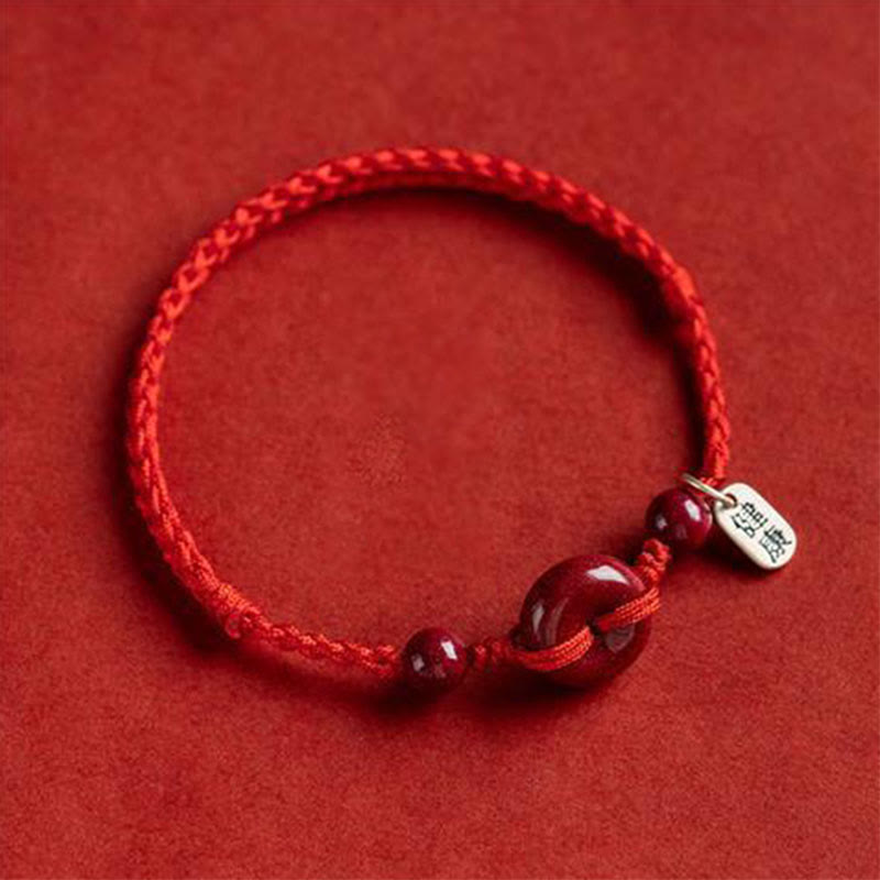 KarmaRipple's Handmade Cinnabar Peace Buckle Safe and Healthy Talisman Blessing String Bracelet Anklet p2