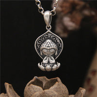 KarmaRipple's 999 Sterling Silver Meditation Buddha Lotus Serenity Pendant Necklace