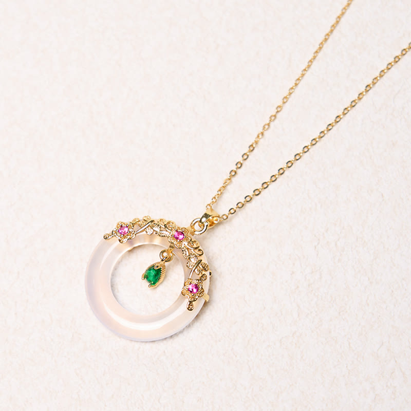 KarmaRipple's Green Chalcedony Peace Buckle Design Strength Pendant Necklace p25