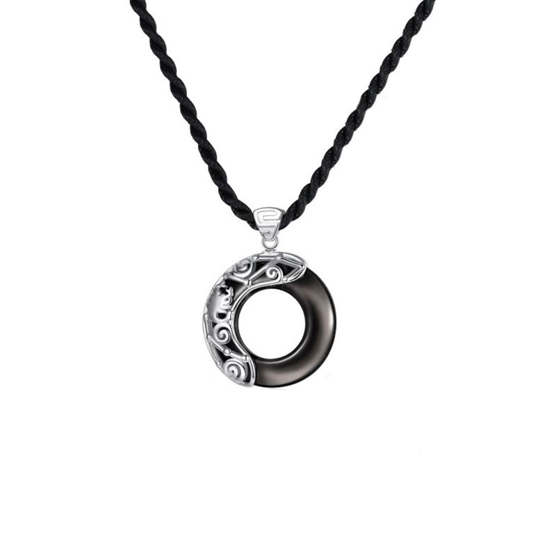 KarmaRipple's 12 Constellations of the Zodiac Ice Obsidian Blessing Round Necklace Pendant p18