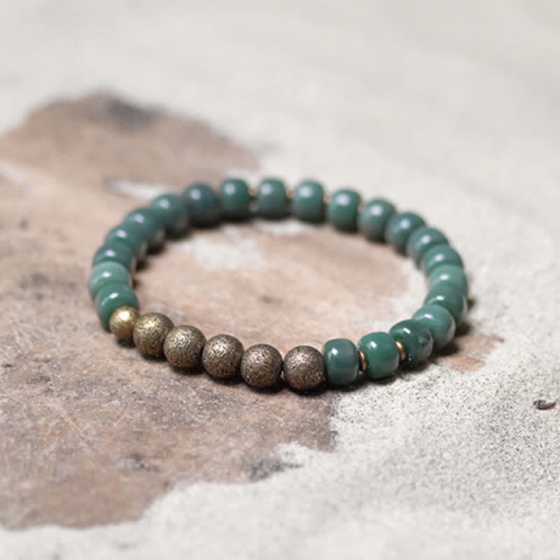 KarmaRipple's Tibetan Cyan Bodhi Seed Bronze Success Bracelet p6