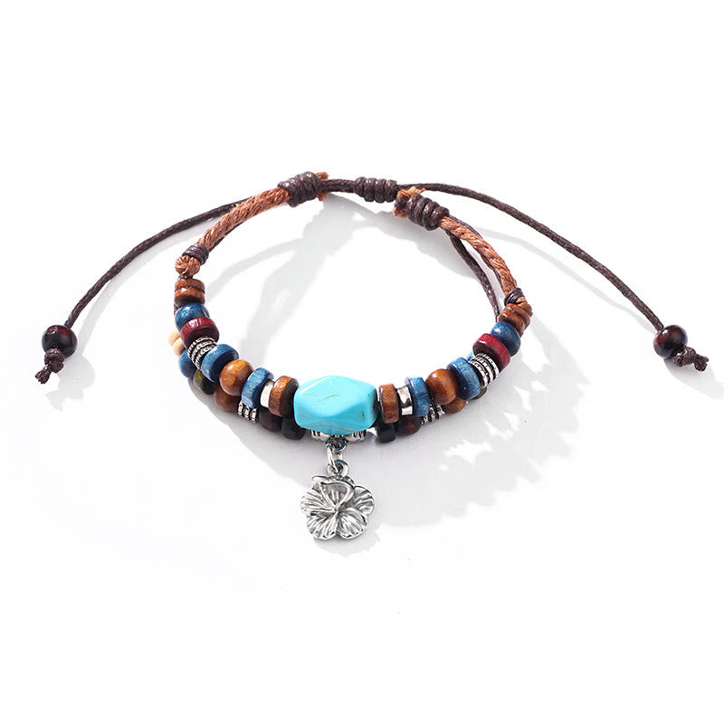 KarmaRipple's Turquoise Small Flower Protection Double Layer Pendant Necklace Bracelet p9