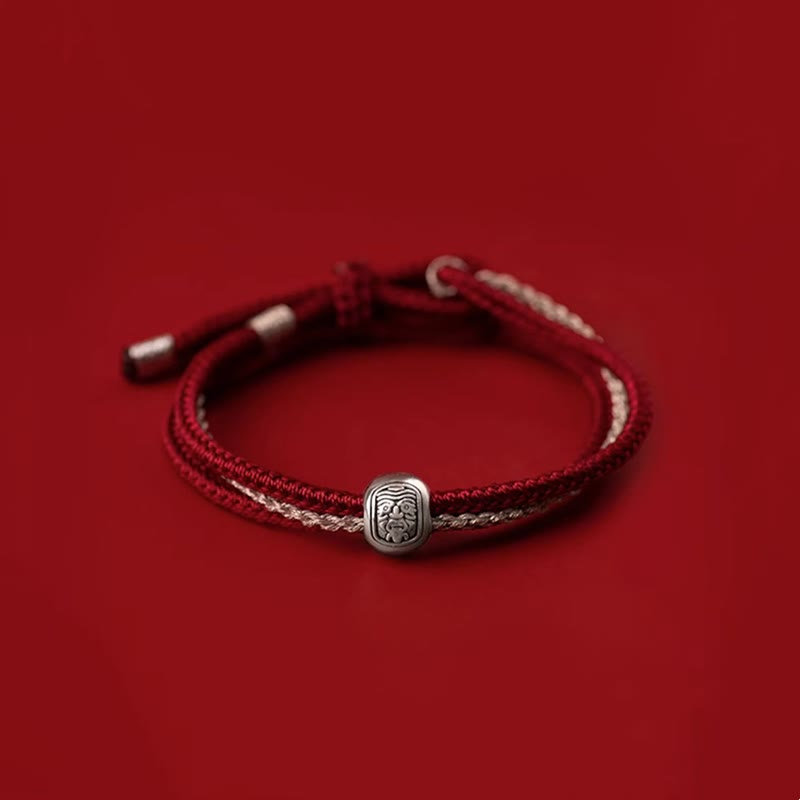 KarmaRipple's 925 Sterling Silver Tibetan Zakiram Goddess of Wealth Fortune Rope Bracelet p1