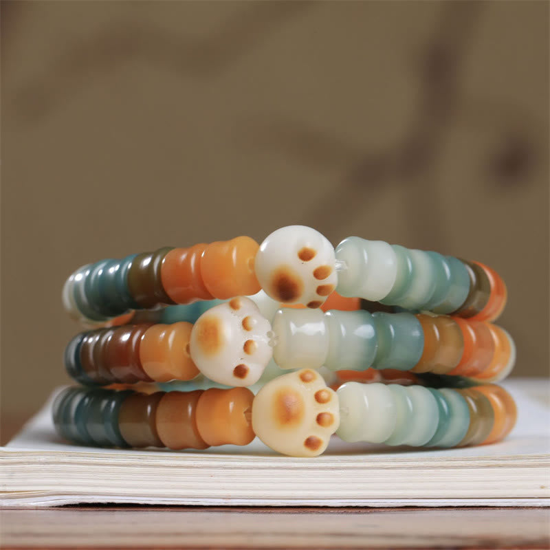 KarmaRipple's Colorful Bodhi Seed Cat Paw Wisdom Bracelet p6